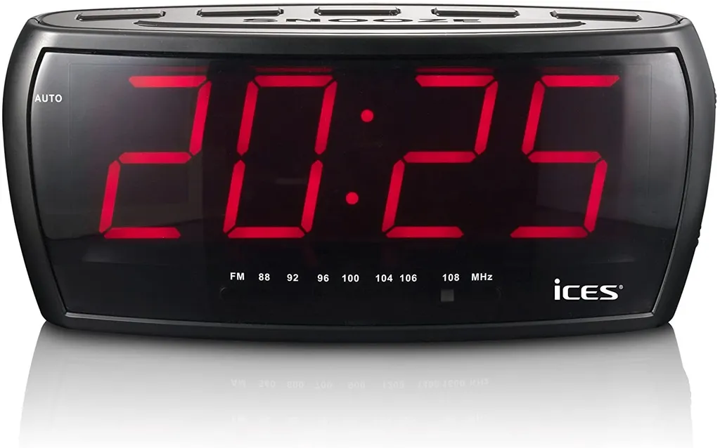 Radio Réveil Digital FM Lenco ICR-2301 avec Grand Affichage LED Bleu