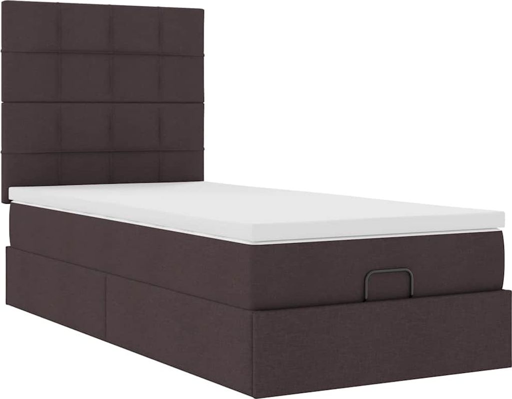 Ottoman-Bett mit Matratze Dunkelbraun 90x200 cm Stoff