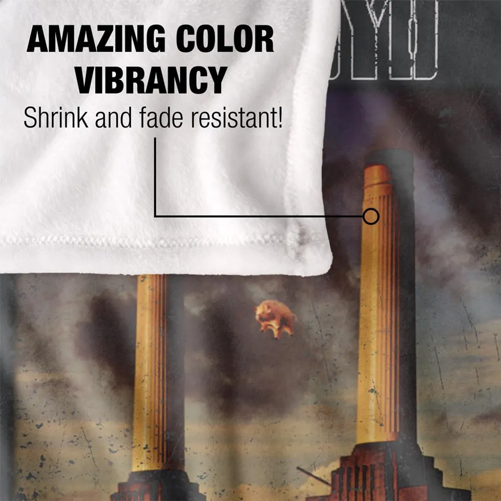 Couverture Pink Floyd Animals en polaire supersoft grise et bleue