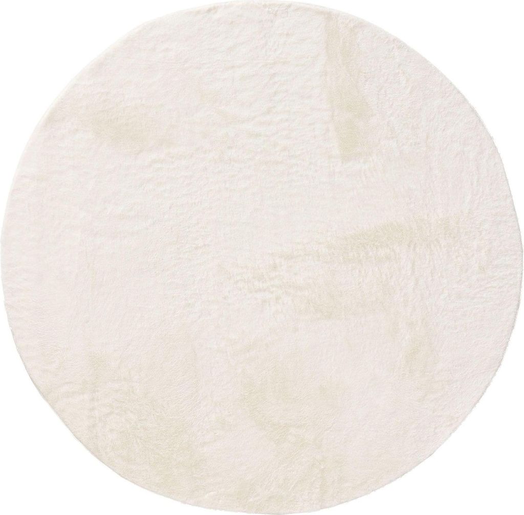benuta Teppich Wohnzimmer Furry Creme ø 200 cm rund Produktbild 