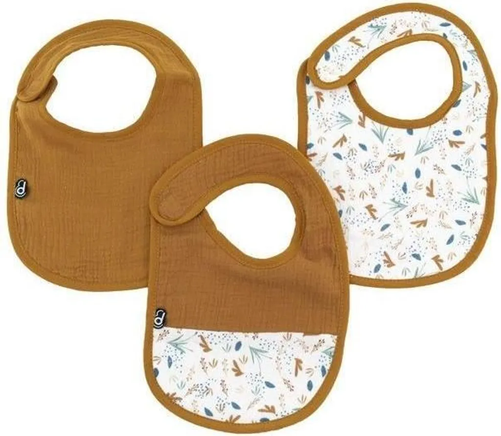 Set Domiva 3 Bavaglini 6-12 Mesi Garza Cotone e Spugna Oeko-Tex
