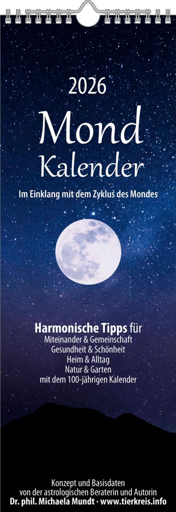 Mondkalender 2026- Streifen-Kalender 14,85x42 cm - Produktbild 