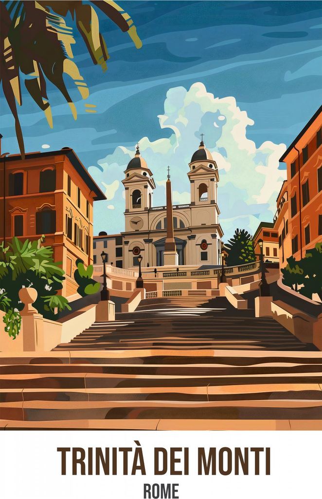 Plakat 29,7x42cm Trinità dei Monti, Rom