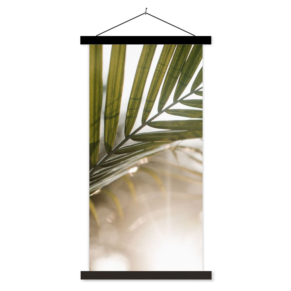 MuchoWow Textilposter Palme - Palmenblatt - Sonne - Sommer 60x120 cm mit schwarzem Rahmen - Magnete