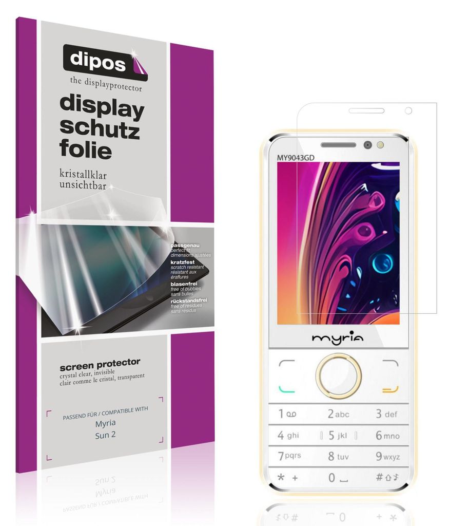 4x Schutzfolie für Myria Sun 2 klar Displayschutzfolie Folie Display Schutz dipos