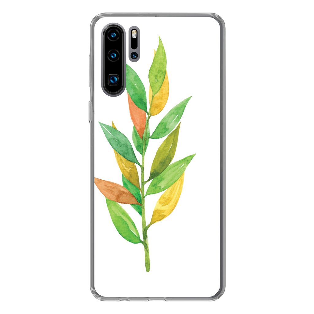 MuchoWow Handyhülle Schutzhülle Hülle für Huawei P30 Pro Aquarelle - Blätter - Pflanzen Silikon Softcase Handy Hülle - Schutzdeckel