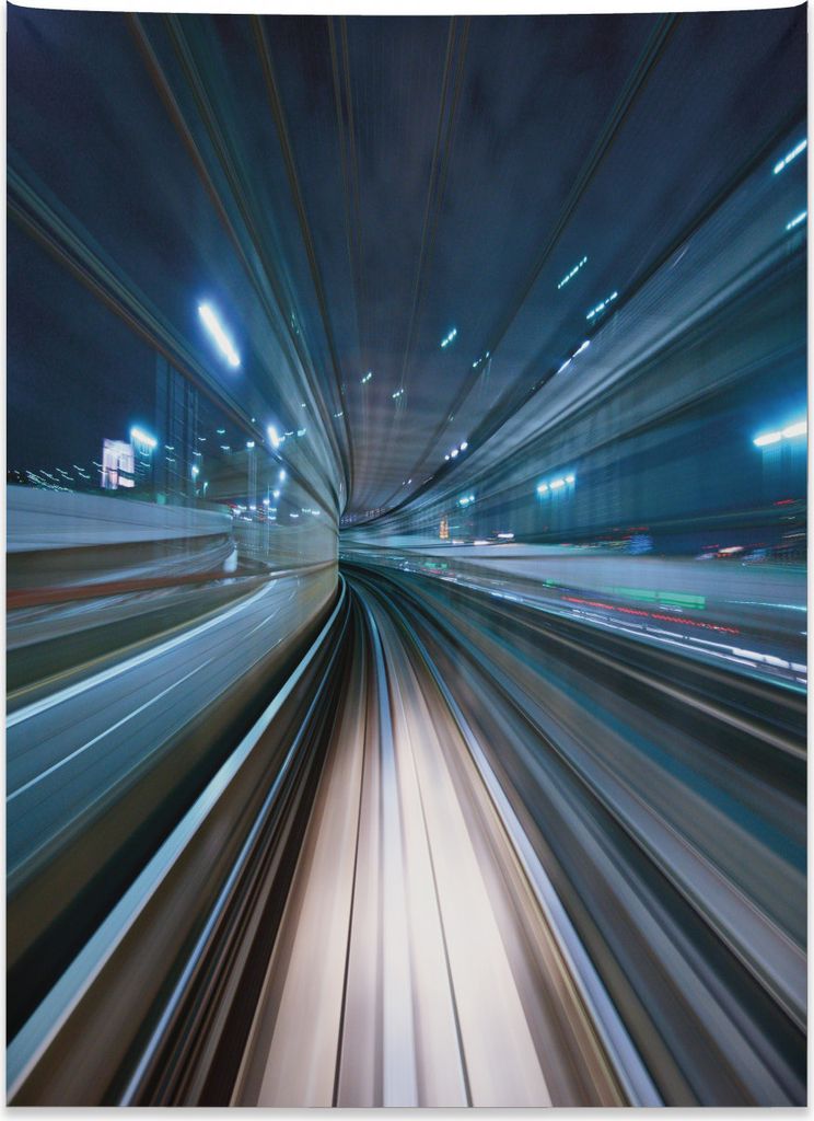 Abakuhaus Modern Wandteppich, Bewegungsunschärfe City Tunnel aus Weiches Mikrofaser Stoff Kein Verblassen Klare Farben Waschbar, 110 x 150 cm, Dun...