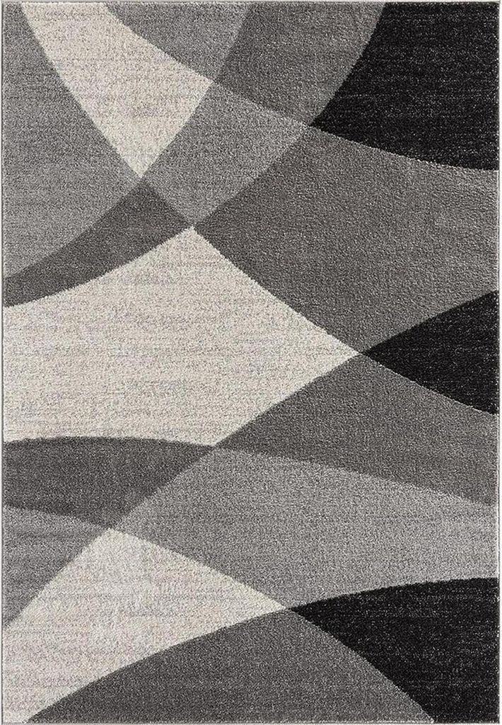 Kurzflor Teppich Geometrisch Muster Meliert Beige Grau Rot, 140x200 cm