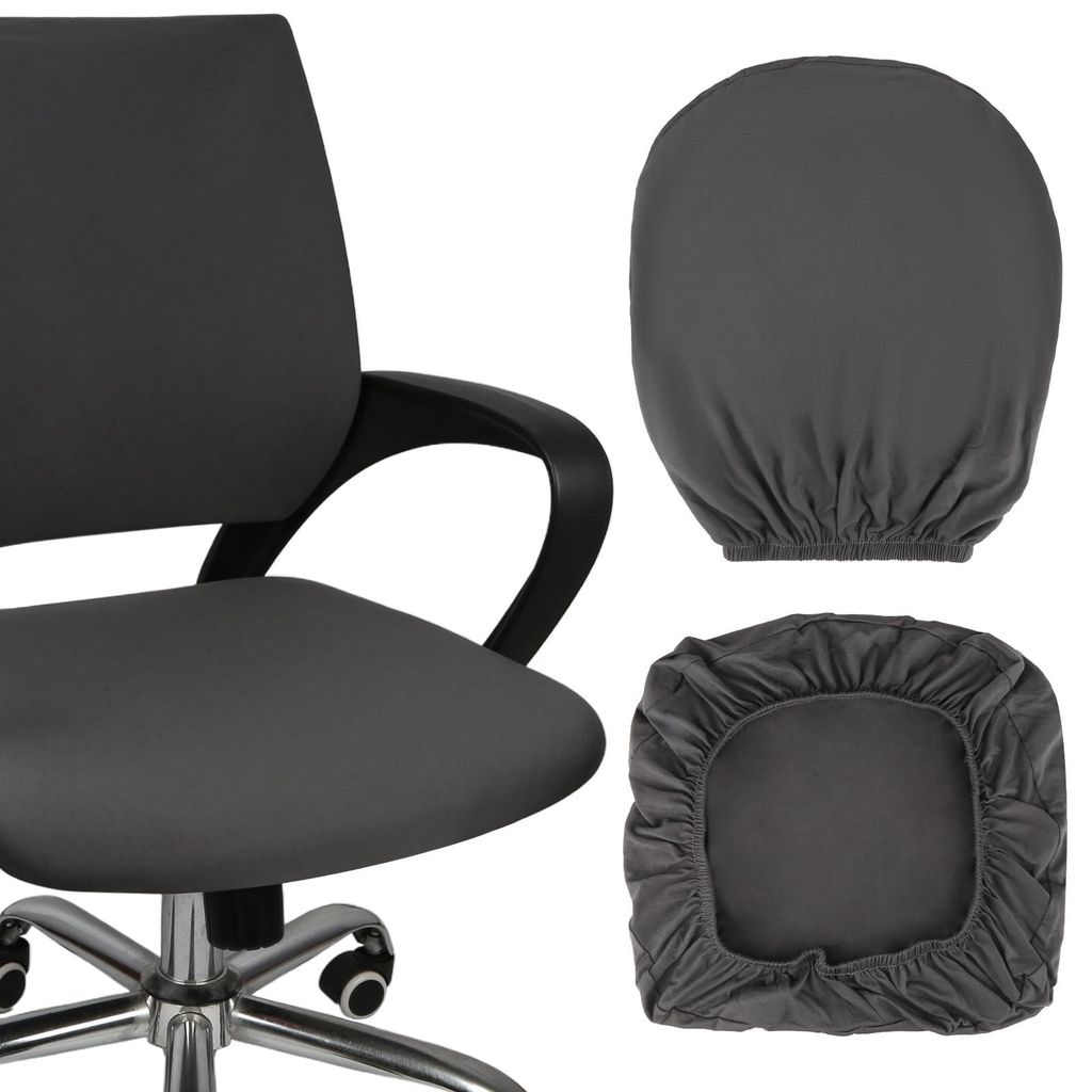 Dunkelgrauer Bürostuhlbezug, waschbarer Bürostuhlbezug, elastischer Bezug für Bürostühle, passend für die meisten Bürostühle von 38-48 cm (...