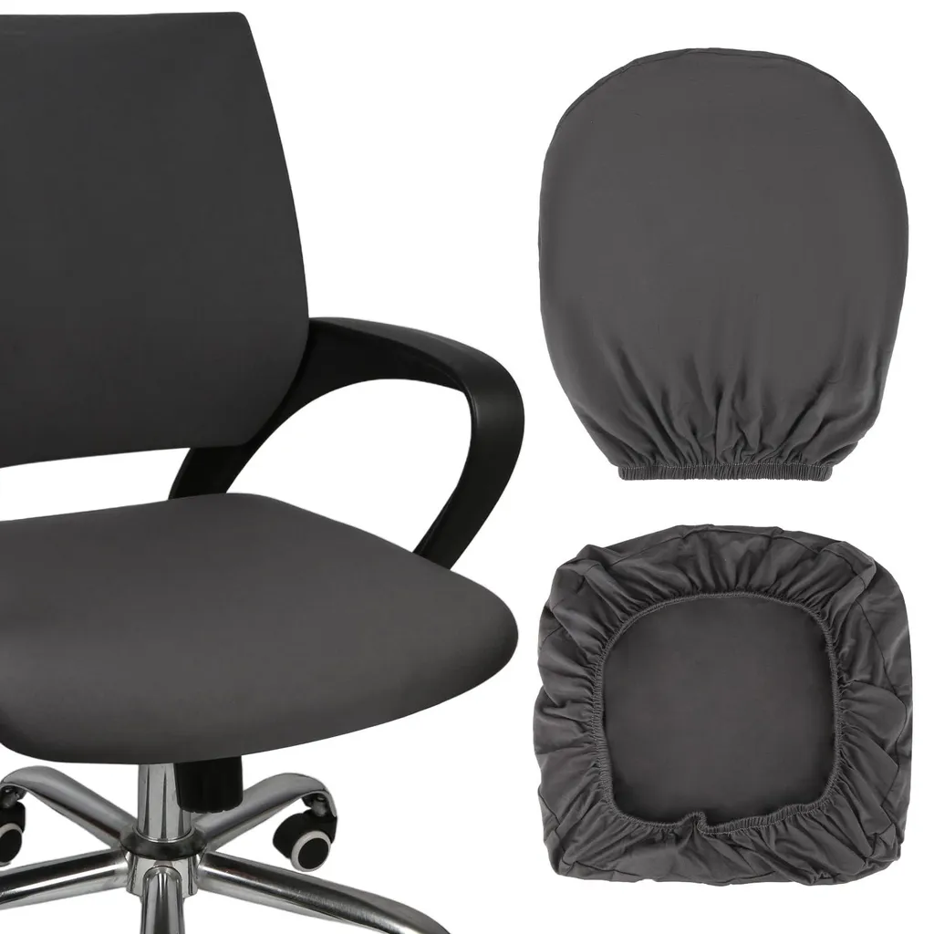 Housse de chaise de bureau gris foncé - Rénovation assise et dossier
