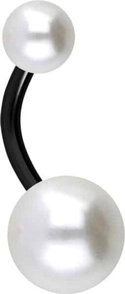Bauchnabelpiercing Chirurgenstahl Bananabell SYNTHETISCHE PERLEN Schwarz Stablänge: 8mm