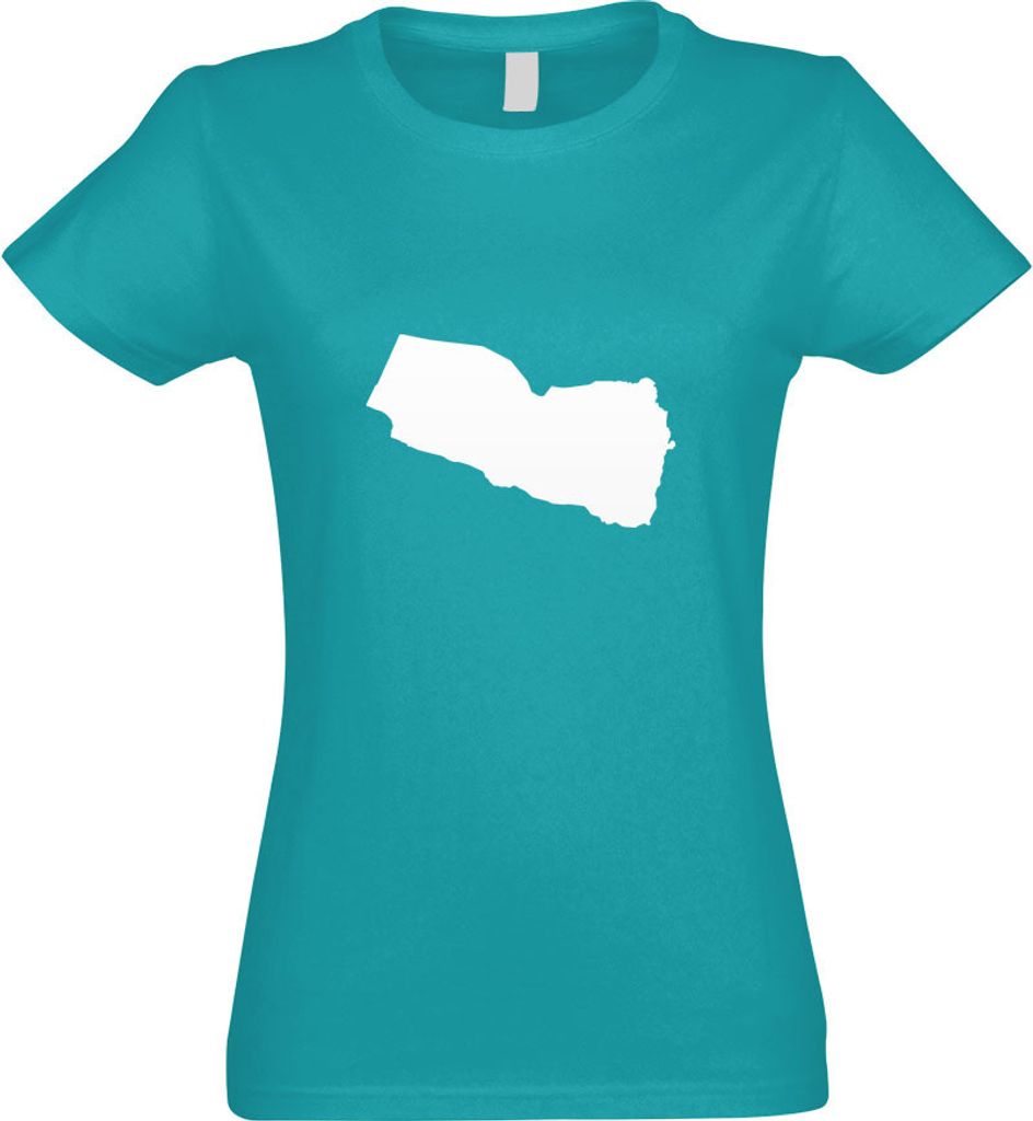 Kiwistar - T-Shirt tailliert - Damen - türkis - Jemen Umriss Kontur - mit Motiv Bedruckt - Funshirt Design - Sport - Freizeit - Damen - XXL
