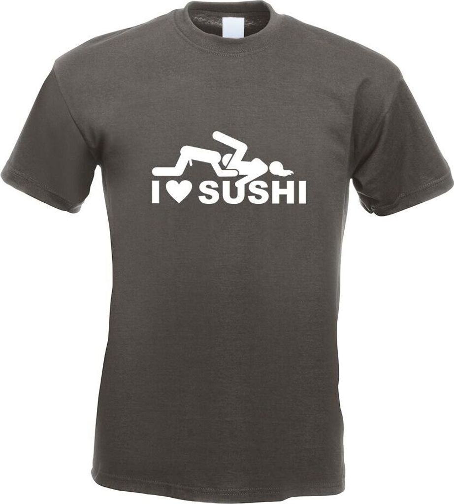 Kiwistar - T-Shirt - Graphit - I Love Sushi Motiv2 Motiv Bedruckt Funshirt Design Print - mit Motiv Bedruckt - Funshirt Design - Sport - Freizeit -...