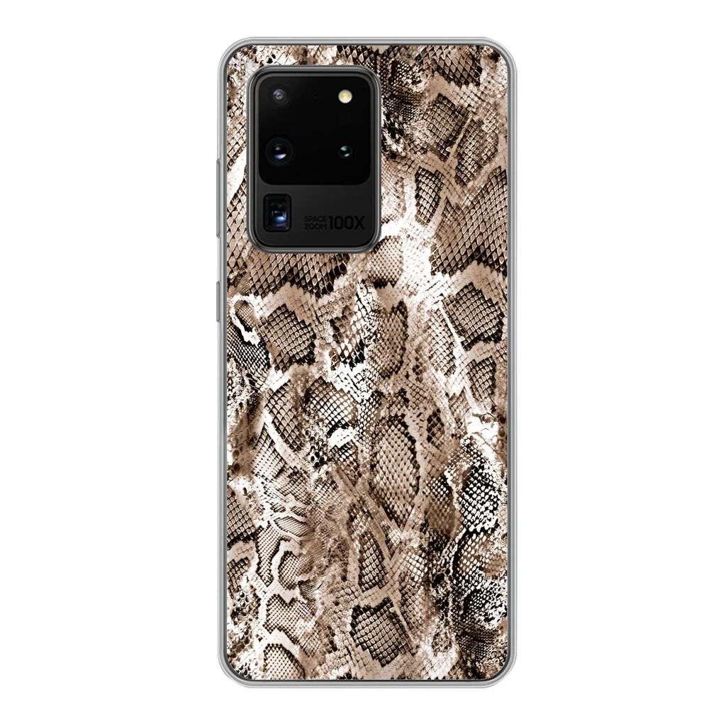 MuchoWow Handyhülle Schutzhülle Hülle für Samsung Galaxy S20 Ultra Tiermuster - Schlange - Haut Silikon Softcase Handy Hülle - Karteninhaber