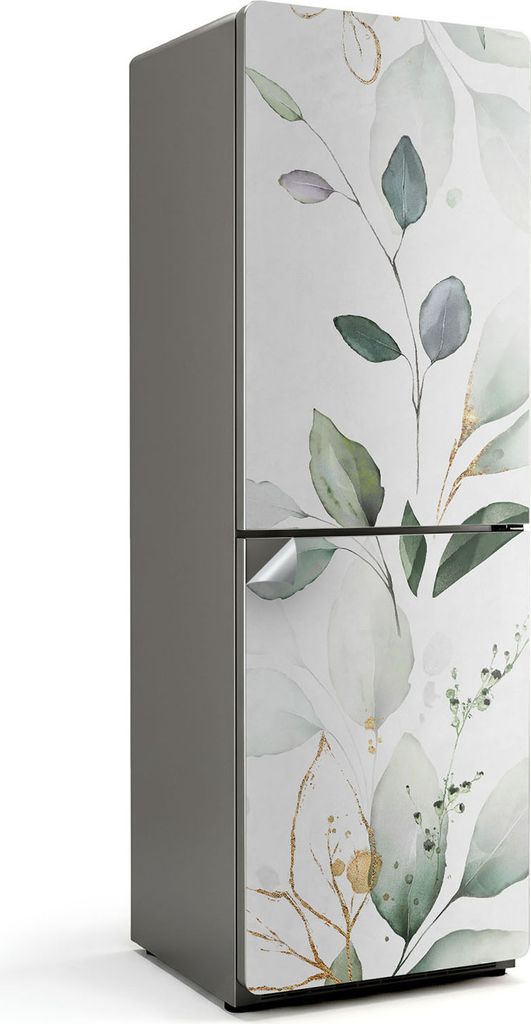 Zarte Blätter und Zweige – Kühlschrank Aufkleber – Klebefolie Kühlschrank – Kühlschrank Dekor – Kühlschrankfolie selbstklebend – Kü...