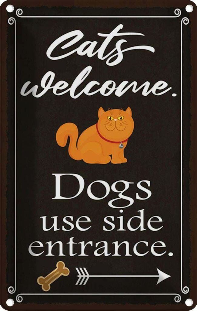 vianmo Blechschild 18x12 cm Cats welcome Dogs use side Tier Haustier