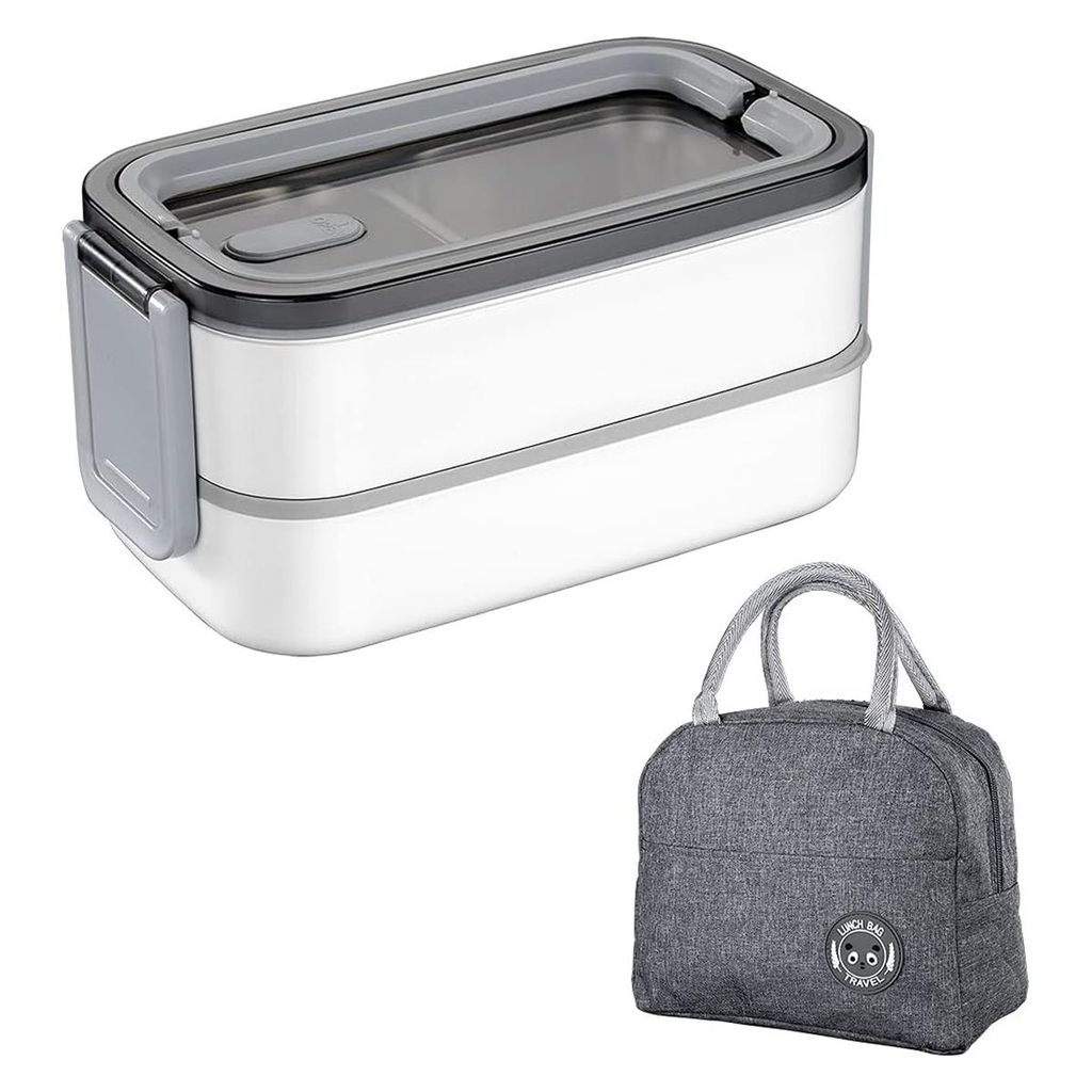 Lunchboxen, Isolierte Lunchbox aus Edelstahl 304, versiegelt, doppellagig, mikrowellengeeignet, tragbare Lunchbox, Mit Isoliertasche, 20x10,5cm