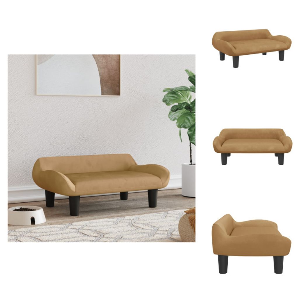 vidaXL Hundebett Braun 70x40x24 cm Samt - Hundebetten