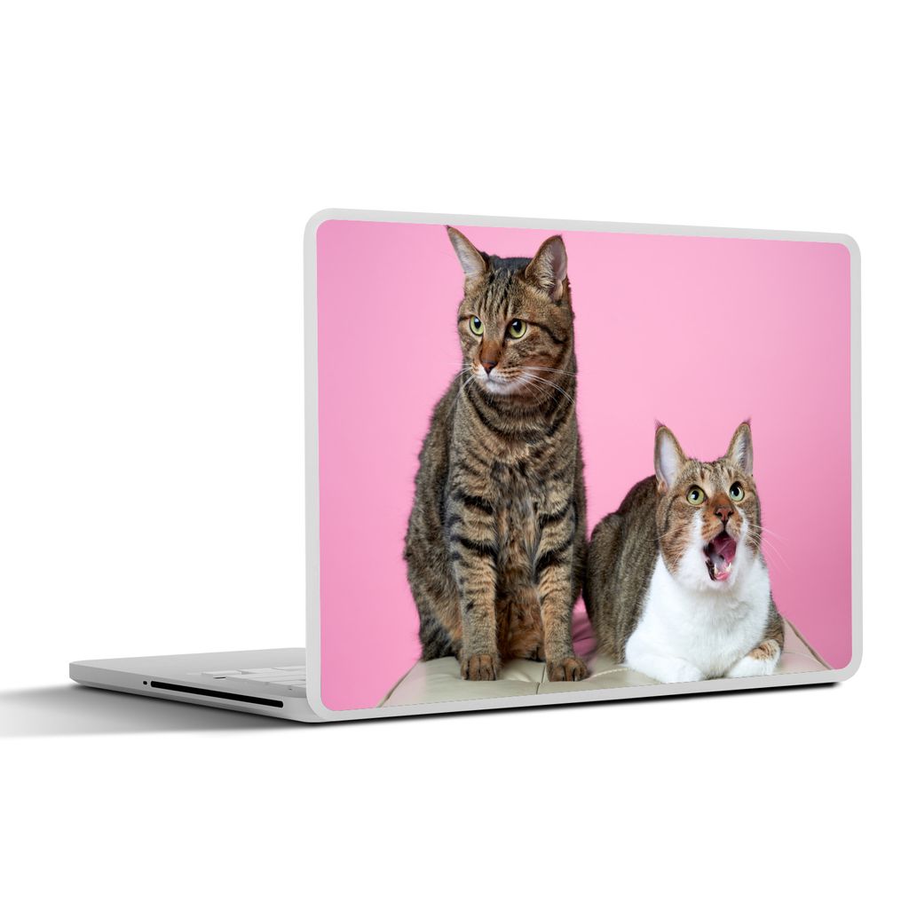 MuchoWow Laptop Aufkleber Sticker Cover Katze - Rosa - Pouf - Mädchen - Kinder - Kinder 36.5x27.5 cm - Laptop-Sticker