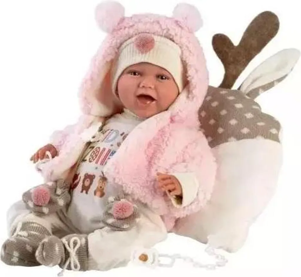 Poupée Mimi 42cm articulée avec oreiller moelleux et tenue élégante