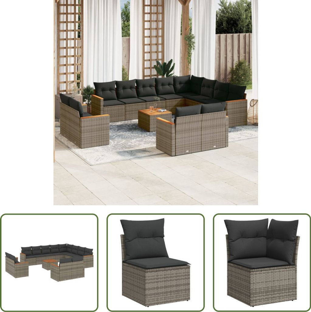 The Living Store 13-tlg. Garten-Sofagarnitur mit Kissen Produktbild 