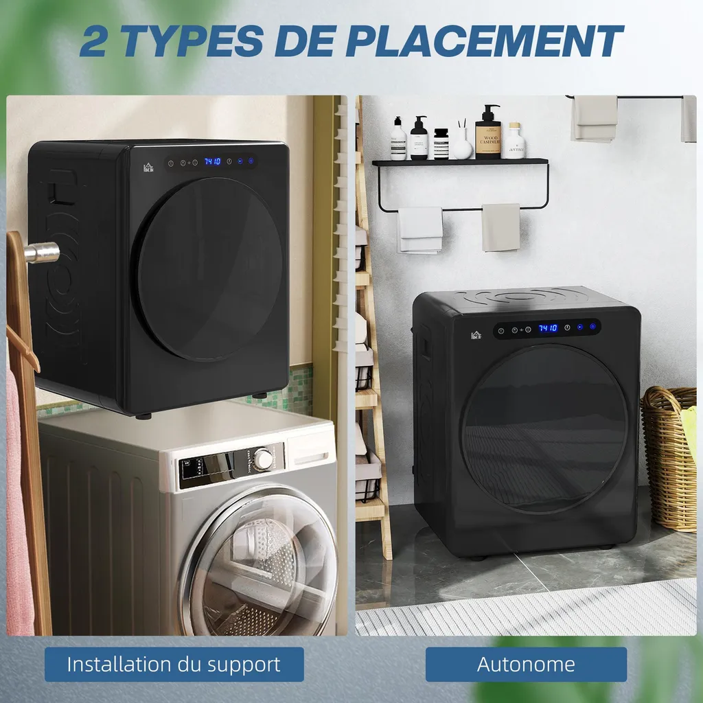 Petit sèche-linge électrique 3kg avec 6 modes de séchage rapide