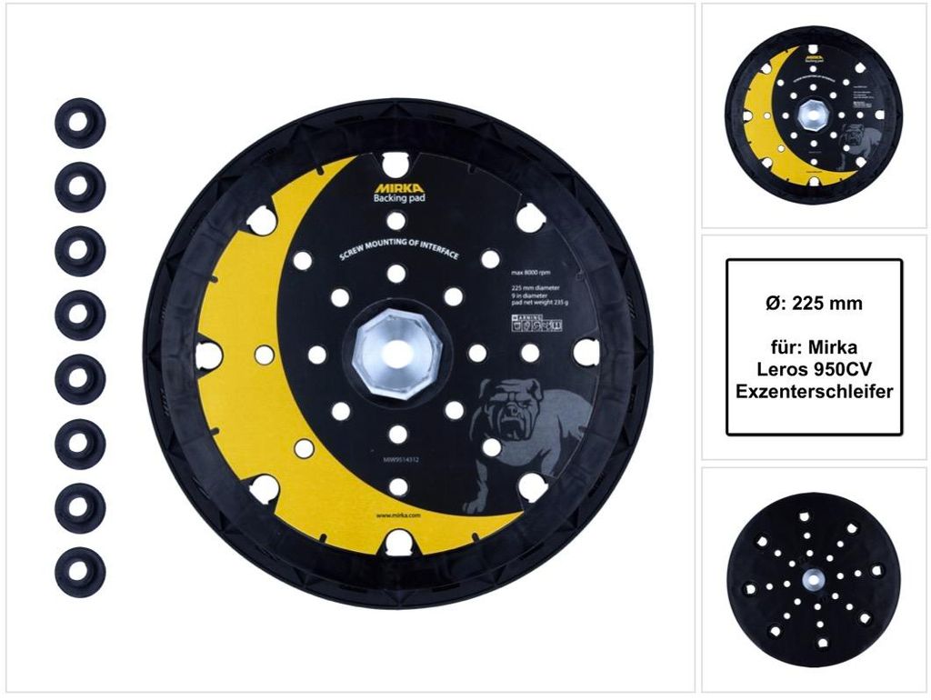 Mirka LEROS disco abrasivo 225 mm 25H Grip + 8 viti ( Immagine del prodotto 