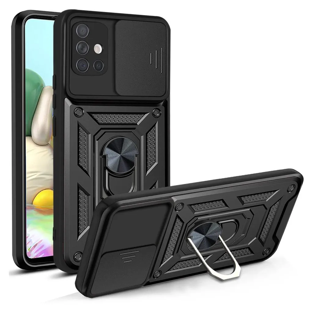 Custodia Galaxy A71 4G: Protezione Totale con Anello e Copri Fotocamera