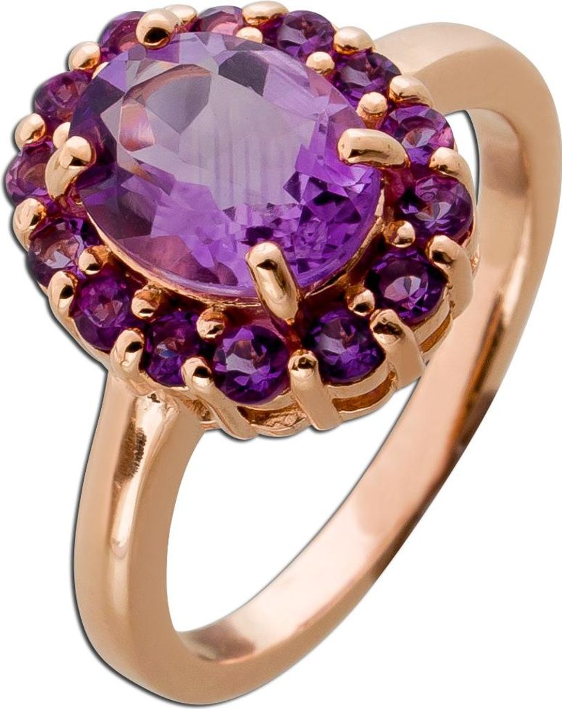 Amethyst Ring Silber 925 Rosegold vergoldet lila Edelsteine 3.1ct 18