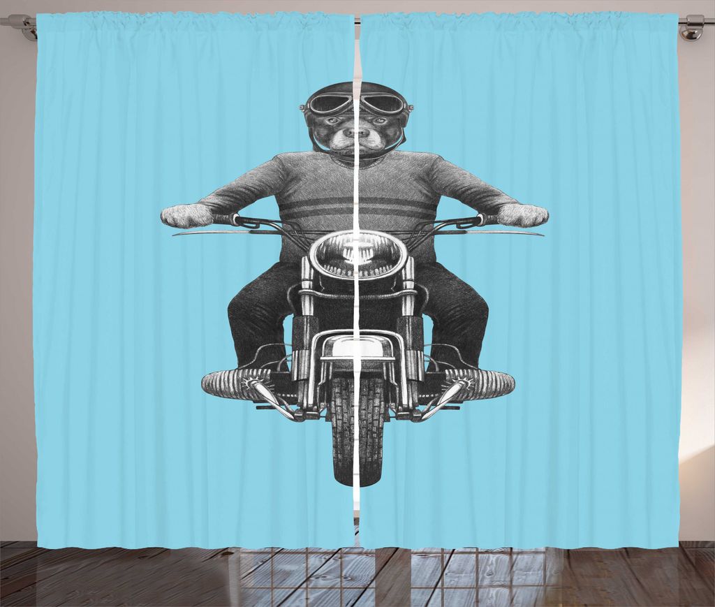 ABAKUHAUS Rottweiler Rustikaler Vorhang, Hundezucht-Riding Scooter, Wohnzimmer Universalband Gardinen mit Schlaufen und Haken, 280 x 175 cm, Grau D...