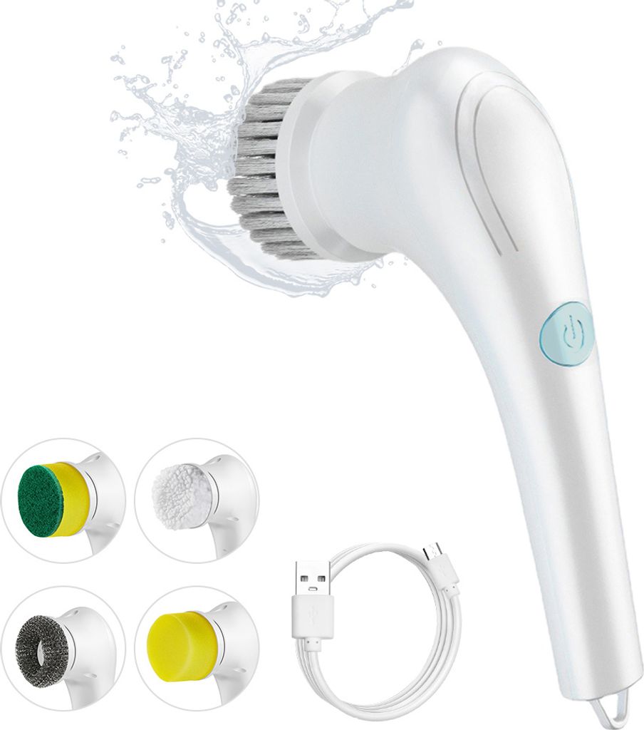 Elektrischer Spin Scrubber, multifunktionale Reinigungsbuerste mit 5 Koepfen, kabellos, fuer Kueche, Badezimmer, Wand, Fenster, Fliesen, Boden, Bad...