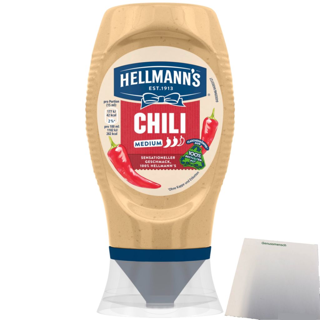 Hellmann's Chili Sauce für Pommes & Burger (250ml Flasche) + usy Block