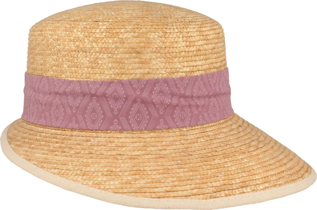 Chapeau Bateau McBurn en Paille Traditionnelle avec Bordure à Motifs