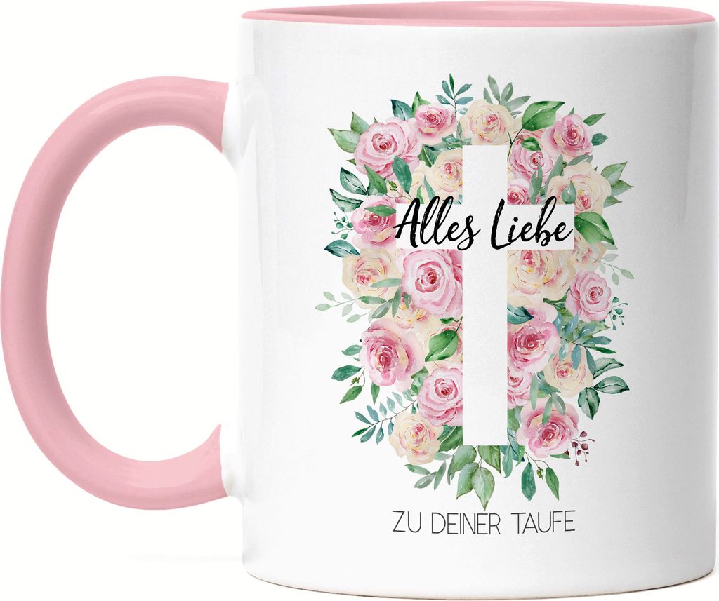 Alles Liebe zu deiner Taufe Tasse Rosa Taufgeschenk Mädchen Patenkind Kirche