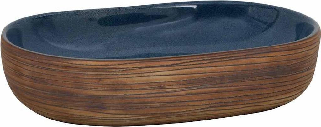 vidaXL Aufsatzwaschbecken Braun und Blau Oval 59x40x14 cm Keramik