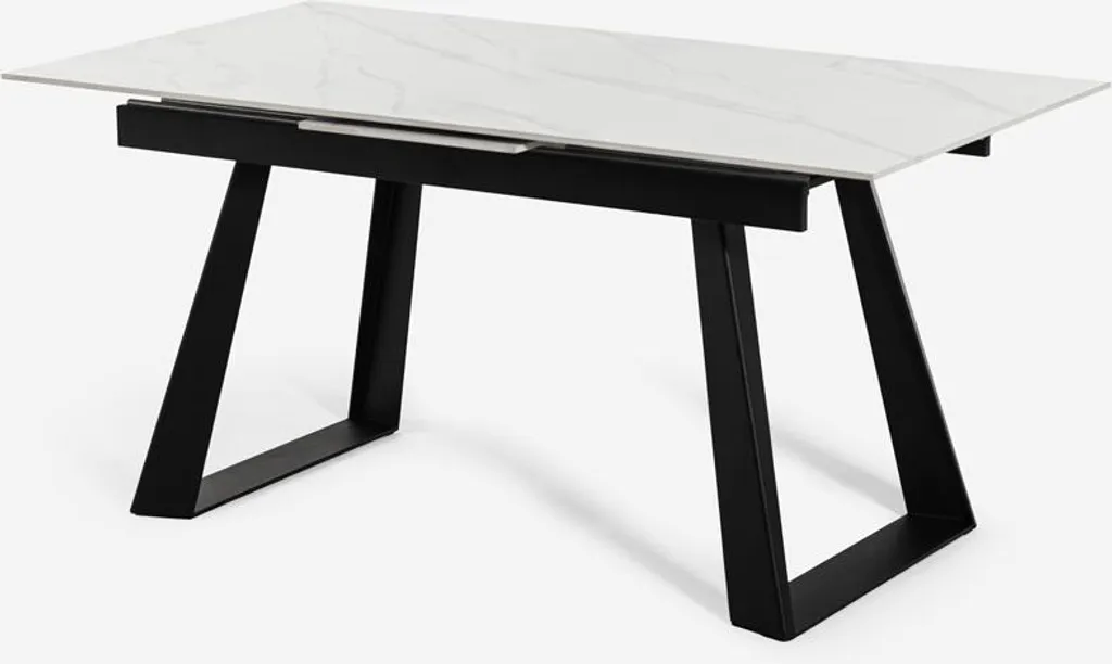 Table de repas extensible 160-200 cm design marbre blanc effet Caracas - 2