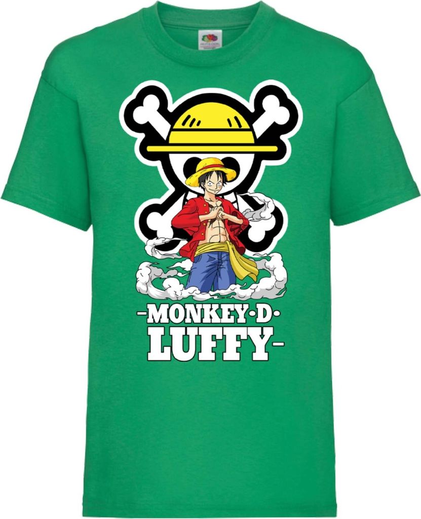 Kinder T-Shirt One Manga Piece Anime 07 Monkey Straw, 3-4 Jahr - 104 / Grün