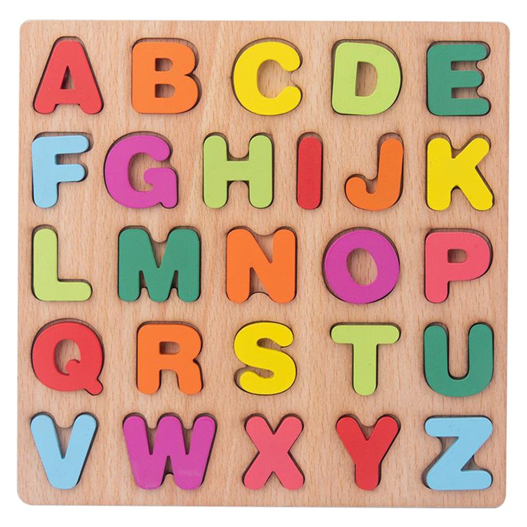 Lern Steckspiel aus Holz für Kinder mit Buchstaben A-Z Formen Holzpuzzle Puzzle 