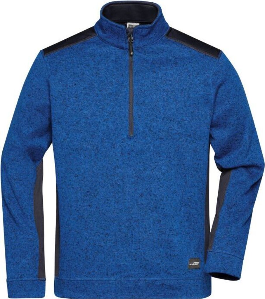 Pflegeleichter Strickfleece Troyer im Materialmix royal-melange/navy, Gr. XS