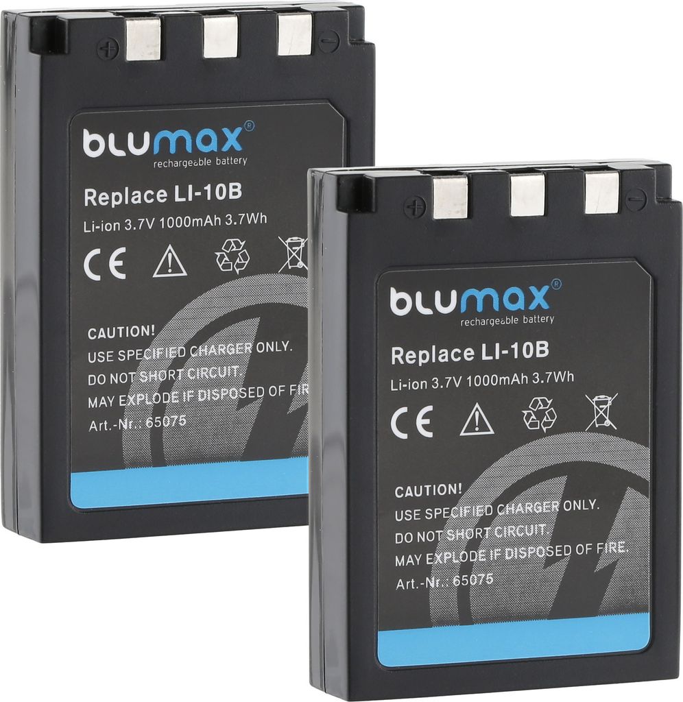 2x Blumax Akku für Olympus LI-10B LI-12B C-770 UltraZoom 1000 mAh (3,7V)
