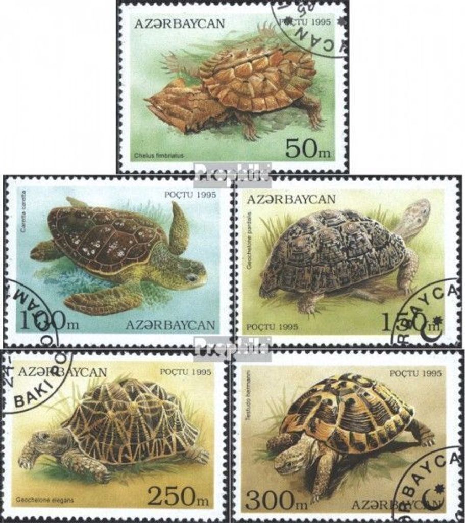 Briefmarken Aserbaidschan 1995 Mi 223-227 (kompl.Ausg.) gestempelt Schildkröten
