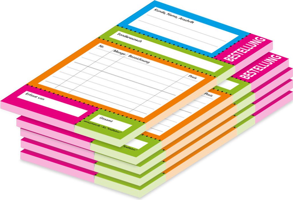 PRICARO Bestellannahmeblock "Knallfarben", A6, 5 Stück