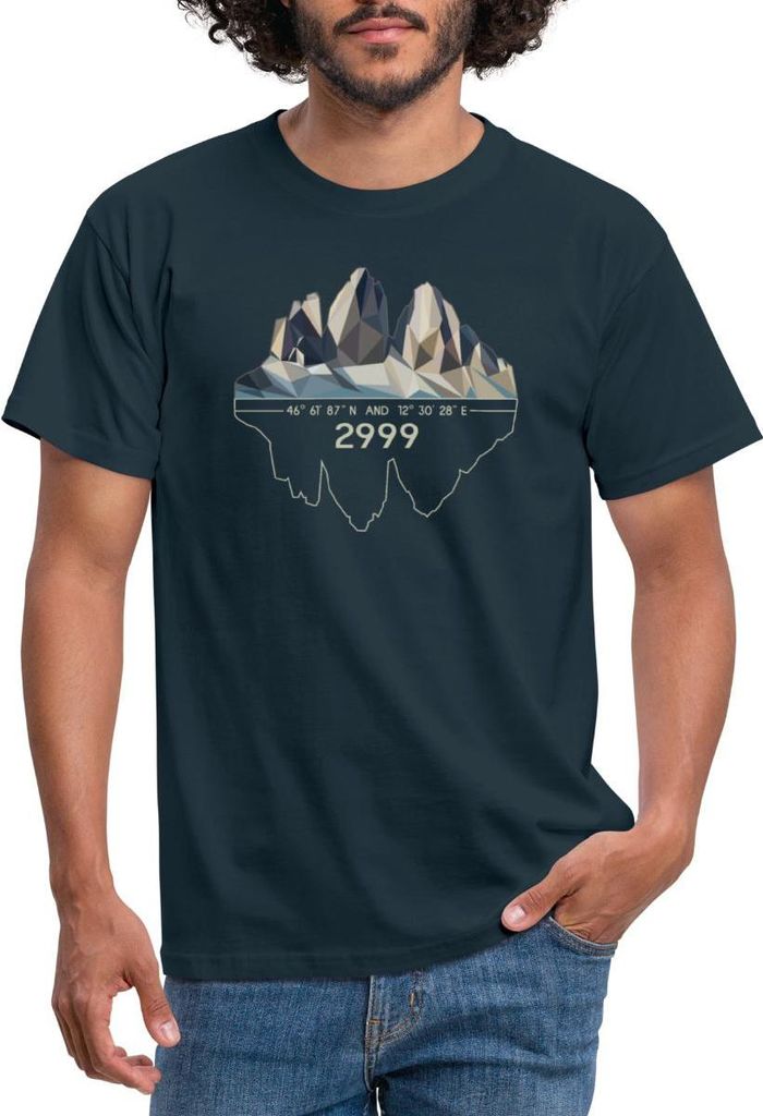 Spreadshirt Dolomiten Drei Zinnen Südtirol Bergsteigen Geschenk Männer T-Shirt, L, Navy