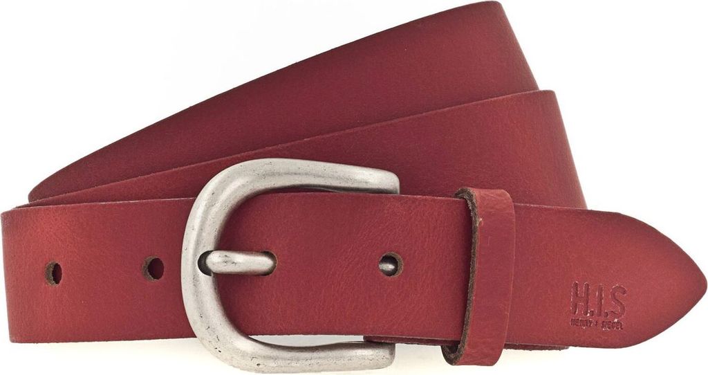 H.I.S Leder Gürtel 30mm Leather Belt W110 Red rot