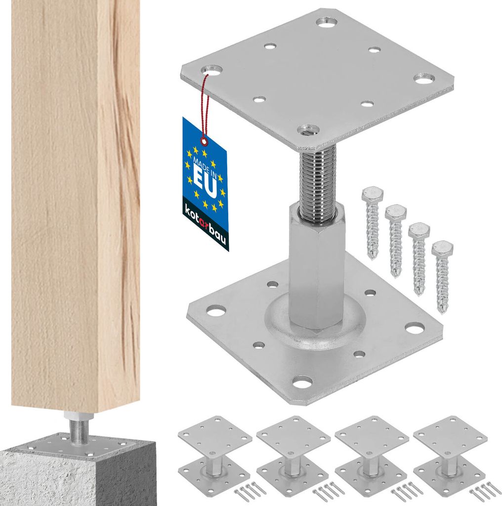 KOTARBAU® Sada 4 stĺpikov 110 x 110 mm Nastaviteľná výška Obrázok produktu
