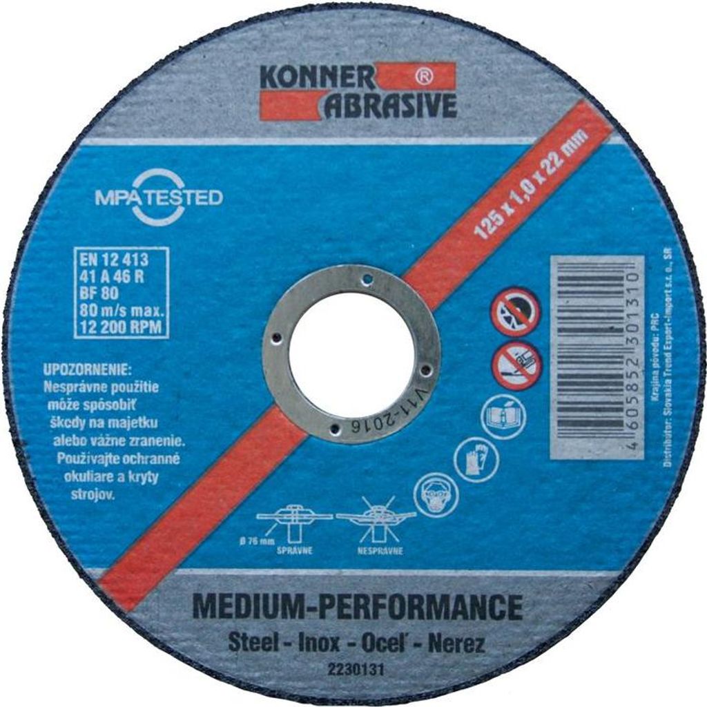 Scheibe KONNER D603 125x1,0x22 mm, Trennscheibe für Metall
