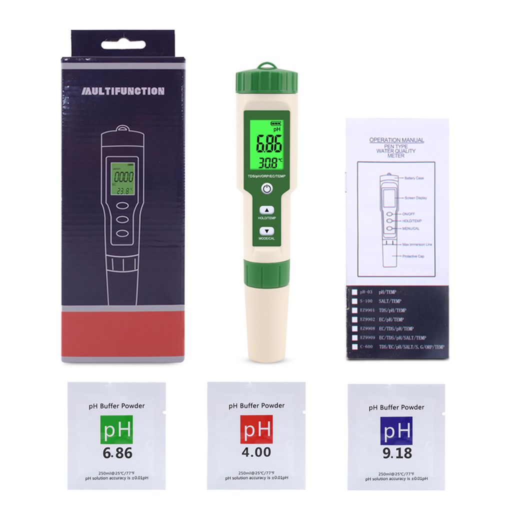 Veddelholzer pH Messgerät, Thermometer, pH TDS EC und Temperatur 4 in
