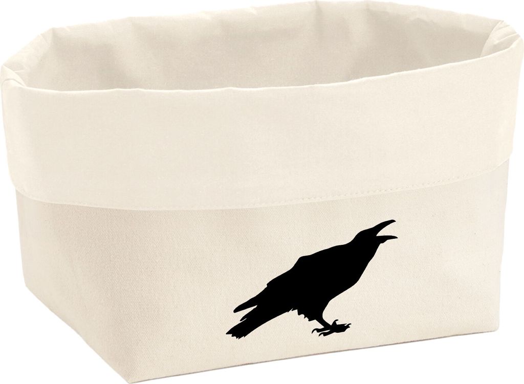 Huuraa Organizer Rabe Silhouette 8 Liter Large Canvas Baumwolle Utensilo Geschenkidee