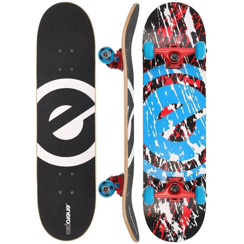 Skateboard en bois 79x20cm à rayures - Planche de skate complète