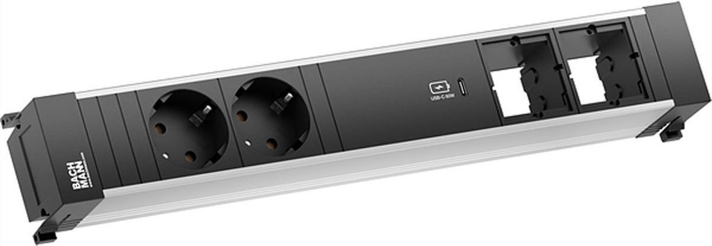 BACHMANN POWER FRAME 2xCEE7/3, 1xUSB C Charger 60W 2xCM 0,2m GST18